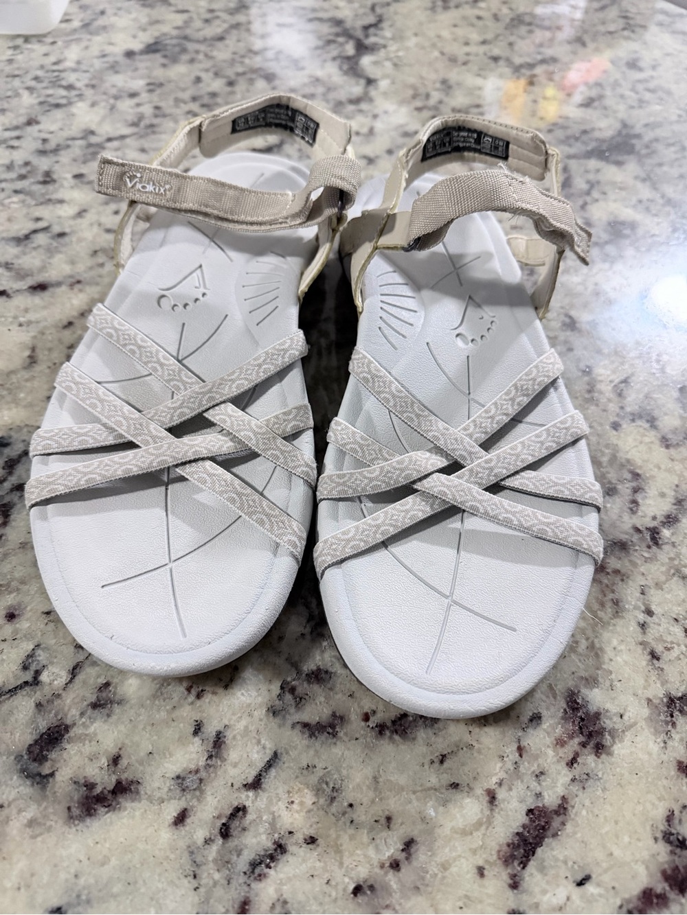 ViaKix Beige Crisscross Comfort Sandals